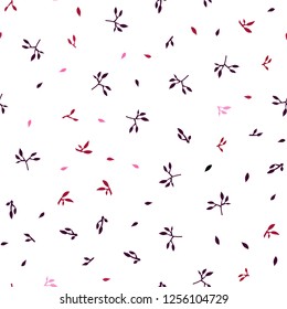Dark Purple, Pink vector seamless elegant wallpaper with leaves. Colorful illustration in doodle style with leaves. Pattern for design of fabric, wallpapers.