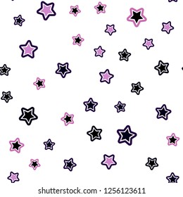 Dark Purple, Pink vector seamless texture with beautiful stars. Decorative shining illustration with stars on abstract template. Design for textile, fabric, wallpapers.