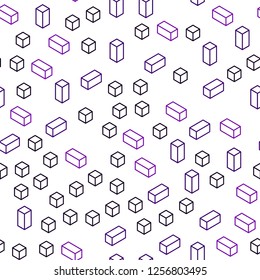 Dark Purple, Pink vector seamless, isometric cover in polygonal style. Rectangles on abstract background with colorful gradient. Design for textile, fabric, wallpapers.