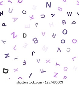 Dark Purple, Pink vector seamless template with isolated letters. Modern geometrical illustration with ABC english symbols. Pattern for design of fabric, wallpapers.