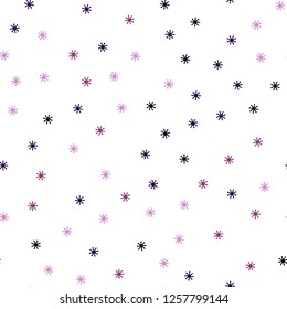 Dark Purple, Pink vector seamless texture with colored snowflakes. Glitter abstract illustration with crystals of ice. Template for business cards, websites.