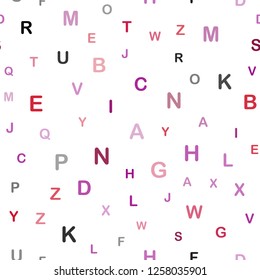 Dark Purple, Pink vector seamless texture with ABC characters. Abstract illustration with colored latin alphabet. Pattern for design of fabric, wallpapers.