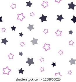 Dark Purple, Pink vector seamless background with colored stars. Decorative shining illustration with stars on abstract template. Design for textile, fabric, wallpapers.