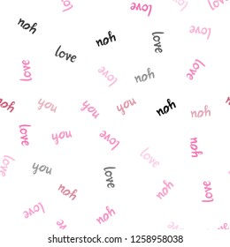 Dark Purple, Pink vector seamless backdrop with phrase LOVE YOU. Illustration with phrase LOVE YOU for valentine's day. Design for wallpaper, fabric makers.