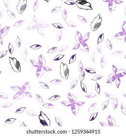 Dark Purple, Pink vector seamless abstract pattern with leaves. A vague abstract illustration with leaves in doodles style. Pattern for trendy fabric, wallpapers.