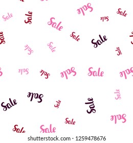 Dark Purple, Pink vector seamless layout with discount words. Abstract illustration with colorful gradient symbols of sales. Template for season sales, shopping ads.