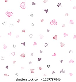 Dark Purple, Pink vector seamless pattern with colorful hearts. Glitter abstract illustration with colorful hearts in romantic style. Pattern for marriage gifts, congratulations.