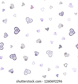 Dark Purple, Pink vector seamless background with hearts. Blurred decorative design in doodle style with hearts. Design for ad, poster, banner of Valentine Day.