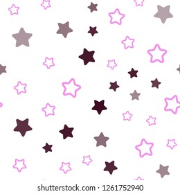 Dark Purple, Pink vector seamless background with colored stars. Shining colored illustration with stars. Texture for window blinds, curtains.