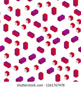 Dark Purple, Pink vector seamless, isometric background with rectangles. Rectangles on abstract background with colorful gradient. Design for textile, fabric, wallpapers.