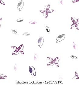 Dark Purple, Pink vector seamless doodle layout with leaves. Modern geometrical abstract illustration with leaves. Template for business cards, websites.
