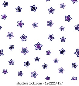 Dark Purple, Pink vector seamless cover with small and big stars. Shining colored illustration with stars. Template for business cards, websites.