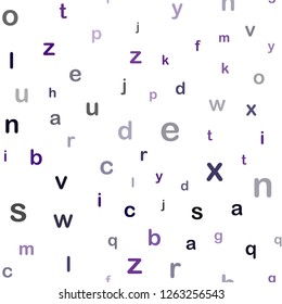 Dark Purple, Pink vector seamless backdrop with english symbols. Shining colorful illustration with isolated letters. Design for wallpaper, fabric makers.