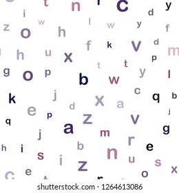 Dark Purple, Pink vector seamless layout with latin alphabet. Modern geometrical illustration with ABC english symbols. Design for textile, fabric, wallpapers.