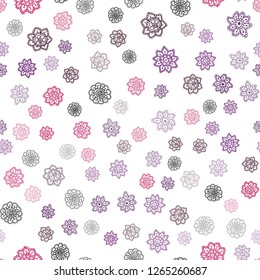 Dark Purple, Pink vector seamless layout with bright snowflakes. Glitter abstract illustration with crystals of ice. Trendy design for wallpaper, fabric makers.