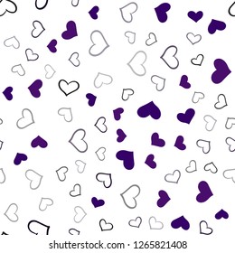 Dark Purple, Pink vector seamless background with hearts. Beautiful colored illustration with hearts in celebration style. Pattern can be used for valentine's ad, booklets.