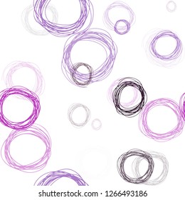 Dark Purple, Pink vector seamless texture with disks. Glitter abstract illustration with blurred drops of rain. Design for textile, fabric, wallpapers.