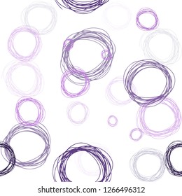 Dark Purple, Pink vector seamless pattern with spheres. Blurred bubbles on abstract background with colorful gradient. Texture for window blinds, curtains.