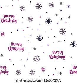Dark Purple, Pink vector seamless texture with colored snowflakes. Colorful decorative design in xmas style with snow. Design for textile, fabric, wallpapers.
