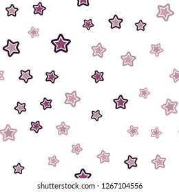 Dark Purple, Pink vector seamless template with sky stars. Modern geometrical abstract illustration with stars. Design for wallpaper, fabric makers.
