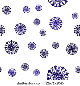 Dark Purple, Pink vector seamless pattern with christmas snowflakes. Blurred decorative design in xmas style with snow. Trendy design for wallpaper, fabric makers.