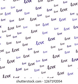 Dark Purple, Pink vector seamless template with text LOVE YOU. Colorful illustration with quote LOVE YOU in celebration style. Pattern for trendy fabric, wallpapers.