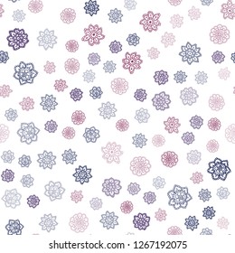 Dark Purple, Pink vector seamless pattern with christmas snowflakes. Modern geometrical abstract illustration with crystals of ice. Pattern for design of fabric, wallpapers.