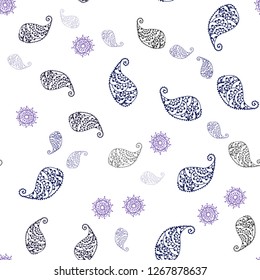 Dark Purple, Pink vector seamless elegant background with leaves and flowers. Leaves, flowers in natural style on white background. Template for business cards, websites.