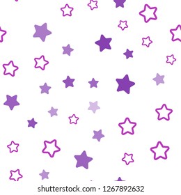 Dark Purple, Pink vector seamless template with sky stars. Decorative shining illustration with stars on abstract template. Texture for window blinds, curtains.