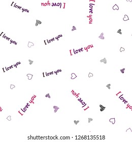 Dark Purple, Pink vector seamless pattern with colorful hearts. Illustration with hearts in love concept for valentine's day. Design for ad, poster, banner of Valentine Day.