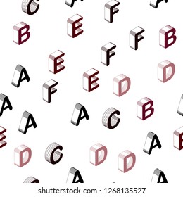 Dark Purple, Pink vector seamless template with 3D isolated letters. Shining colorful 3D illustration with isolated letters. Pattern for trendy fabric, wallpapers.