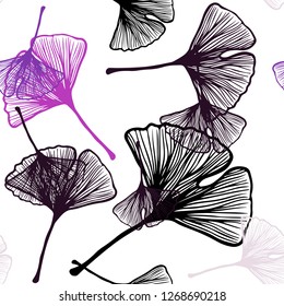 Dark Purple, Pink vector seamless doodle background with leaves. An elegant bright illustration with leaves in Natural style. Design for wallpaper, fabric makers.