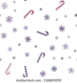 Dark Purple, Pink vector seamless template with sweet christmas sticks.