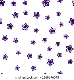 Dark Purple, Pink vector seamless template with sky stars. Modern geometrical abstract illustration with stars. Pattern for design of fabric, wallpapers.