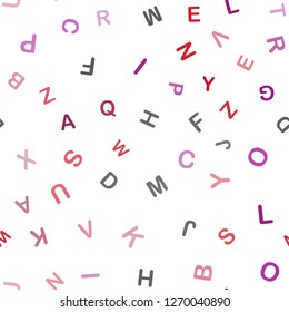 Dark Purple, Pink vector seamless texture with ABC characters. Shining illustration with ABC symbols on abstract template. Texture for window blinds, curtains.