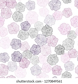 Dark Purple, Pink vector seamless natural pattern with flowers. Flowers with gradient on white background. Texture for window blinds, curtains.