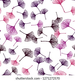 Dark Purple, Pink vector seamless natural backdrop with leaves. Doodle illustration of leaves in Origami style with gradient. Template for business cards, websites.