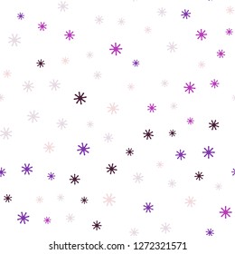Dark Purple, Pink vector seamless layout with bright snowflakes. Glitter abstract illustration with crystals of ice. Texture for window blinds, curtains.