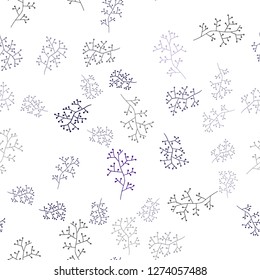 Dark Purple, Pink vector seamless natural background with branches. Leaves, branches in natural style on white background. Design for wallpaper, fabric makers.
