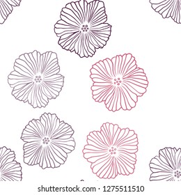 Dark Purple, Pink vector seamless natural artwork with flowers. Illustration with colorful abstract doodle flowers. Pattern for trendy fabric, wallpapers.