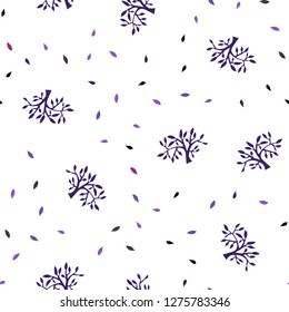 Dark Purple, Pink vector seamless natural background with leaves, branches. Leaves, branches in natural style on white background. Template for business cards, websites.