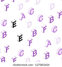 Dark Purple, Pink vector seamless background with 3D signs of alphabet. Colorful gradient design in 3D style with signs of alphabet. Pattern for trendy fabric, wallpapers.