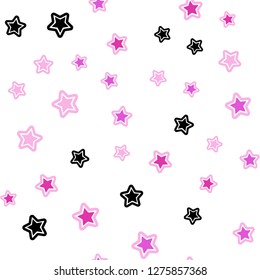 Dark Purple, Pink vector seamless cover with small and big stars. Stars on blurred abstract background with gradient. Texture for window blinds, curtains.