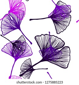 Dark Purple, Pink vector seamless doodle template with leaves. Modern geometrical abstract illustration with leaves. Design for wallpaper, fabric makers.