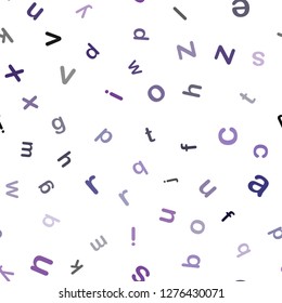 Dark Purple, Pink vector seamless texture with ABC characters. Shining colorful illustration with isolated letters. Pattern for design of fabric, wallpapers.