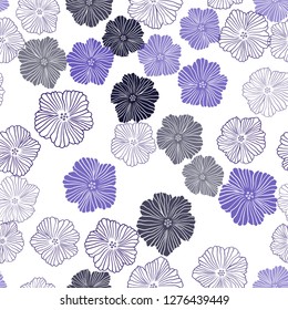 Dark Purple, Pink vector seamless doodle background with flowers. An elegant bright illustration with flowers. Design for textile, fabric, wallpapers.