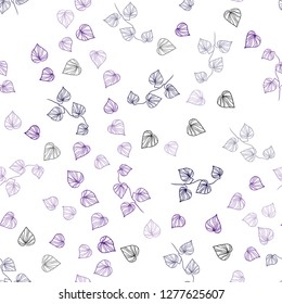 Dark Purple, Pink vector seamless doodle background with leaves. New colorful illustration in doodle style with leaves. Pattern for design of fabric, wallpapers.