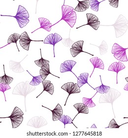 Dark Purple, Pink vector seamless elegant template with leaves. Modern geometrical abstract illustration with leaves. Pattern for design of fabric, wallpapers.