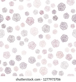 Dark Purple, Pink vector seamless abstract pattern with flowers. Doodle illustration of flowers in Origami style. Design for textile, fabric, wallpapers.