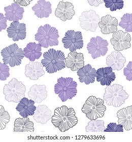 Dark Purple, Pink vector seamless doodle template with flowers. Flowers with gradient on white background. Texture for window blinds, curtains.